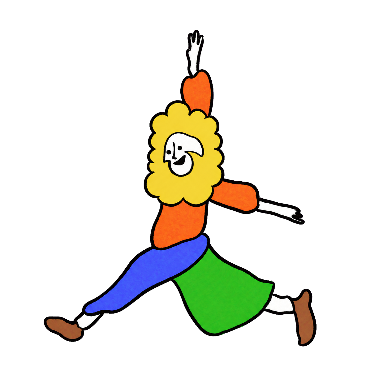 カラフルな服で走るキャラクター